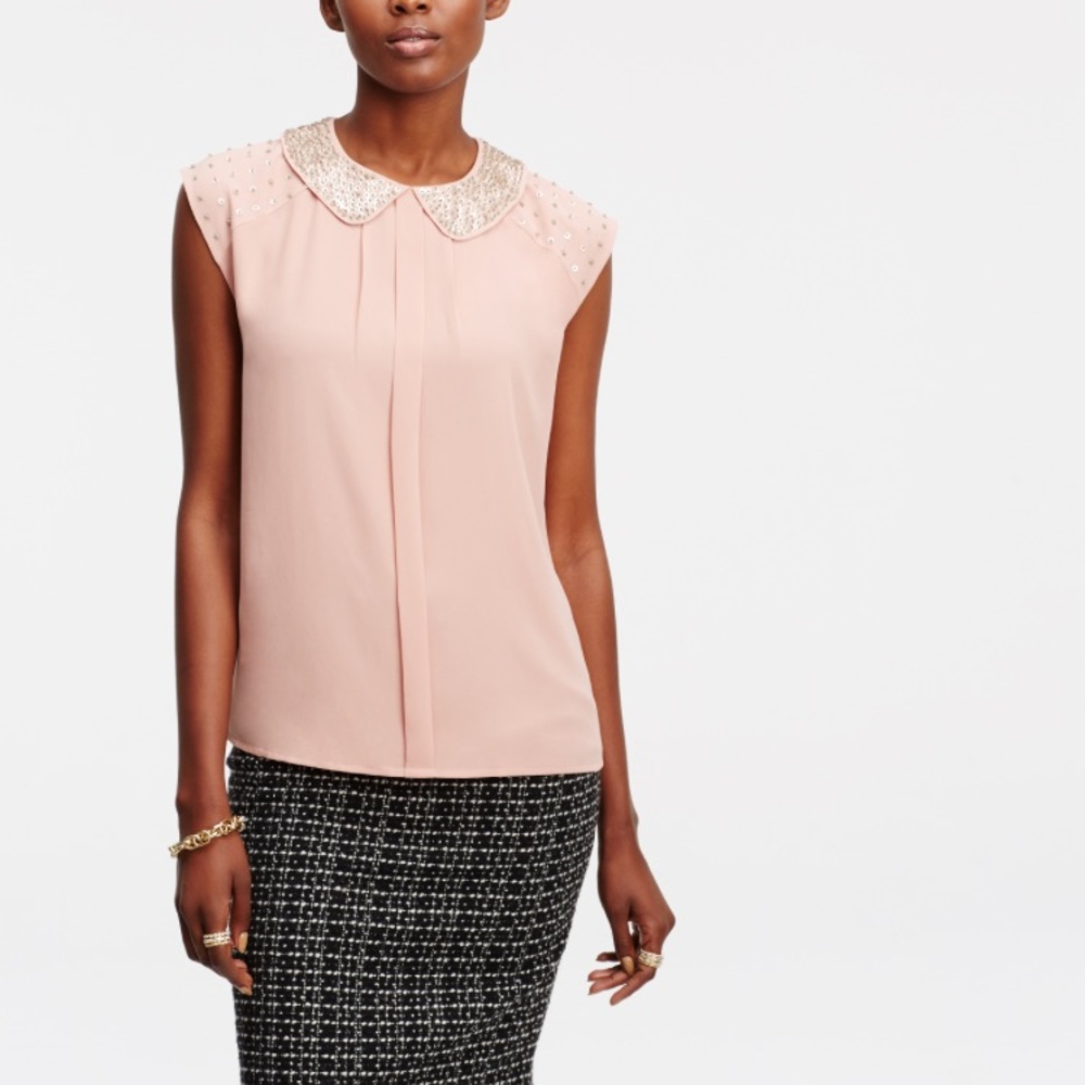 Ann Taylor Sequined Collar Blouse